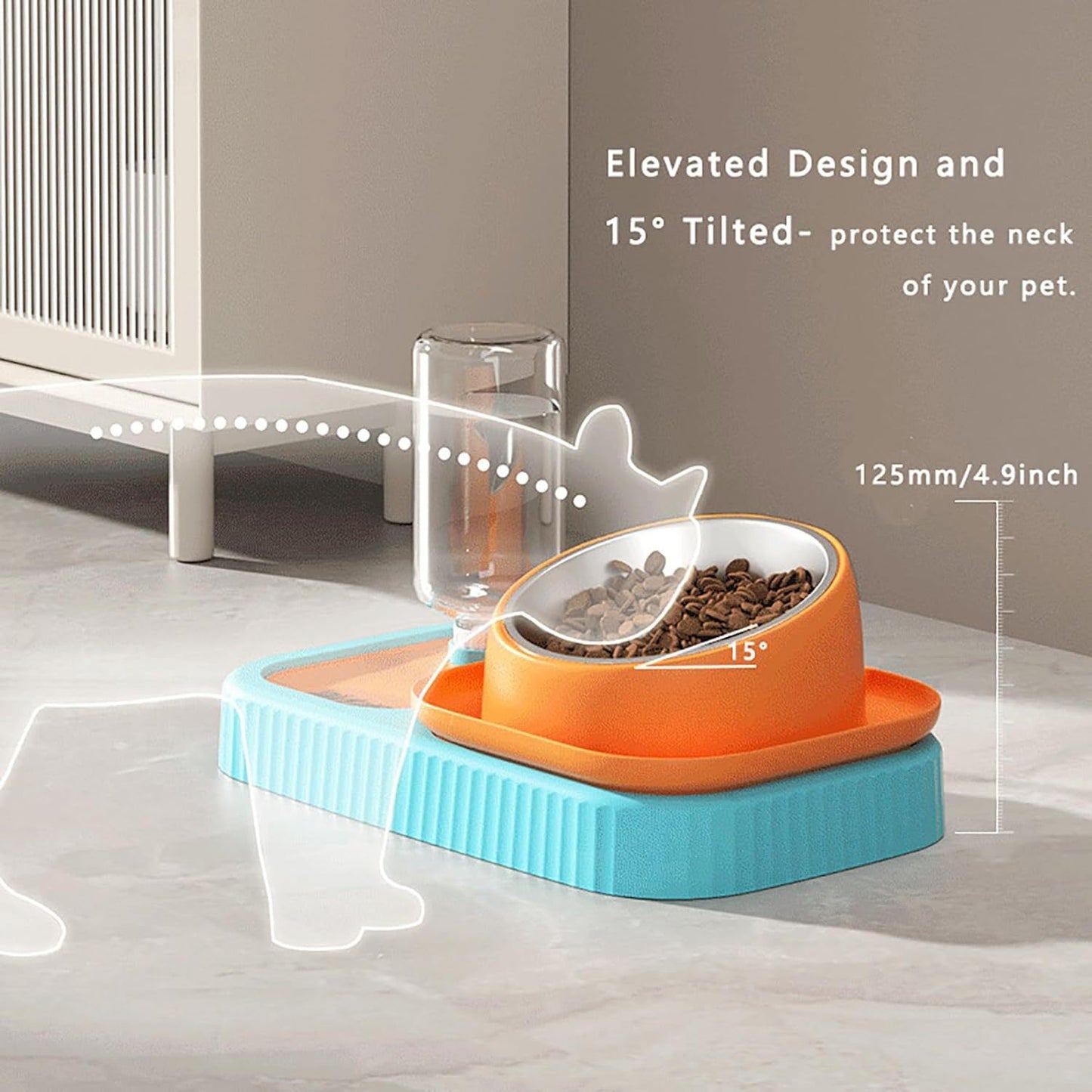 Set di ciotole per cibo e acqua per cani e gatti in acciaio inossidabile e plastica