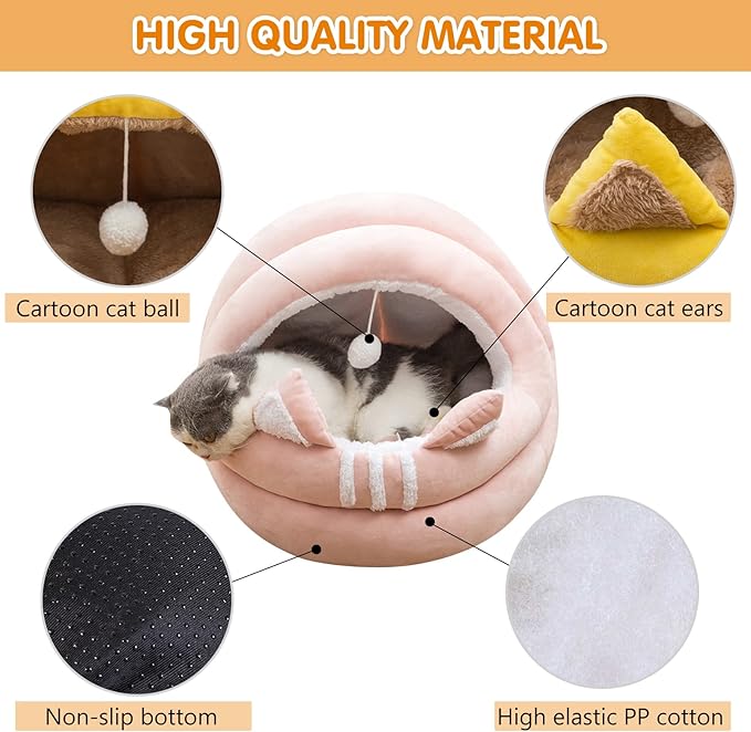 Cuccia per gatto in caldo e morbido tessuto in flanella. Lettiera Semi-chiusa confortevole Plus Velvet