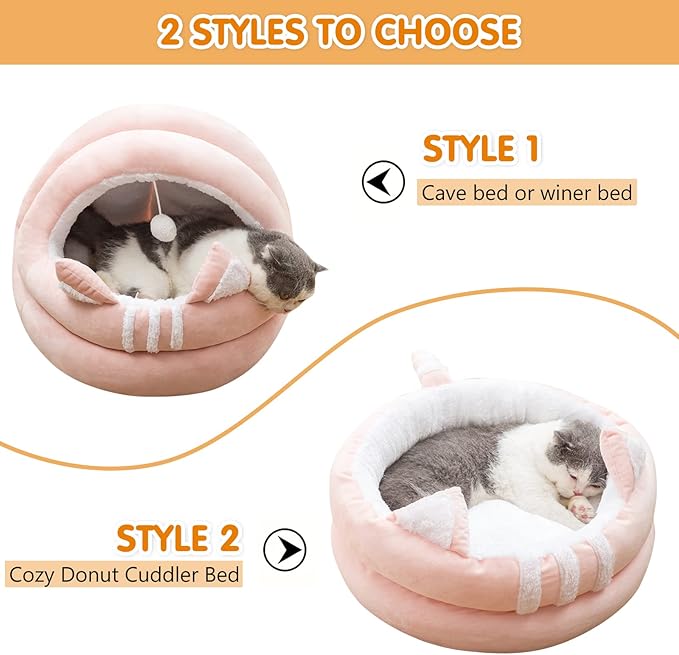 Cuccia per gatto in caldo e morbido tessuto in flanella. Lettiera Semi-chiusa confortevole Plus Velvet