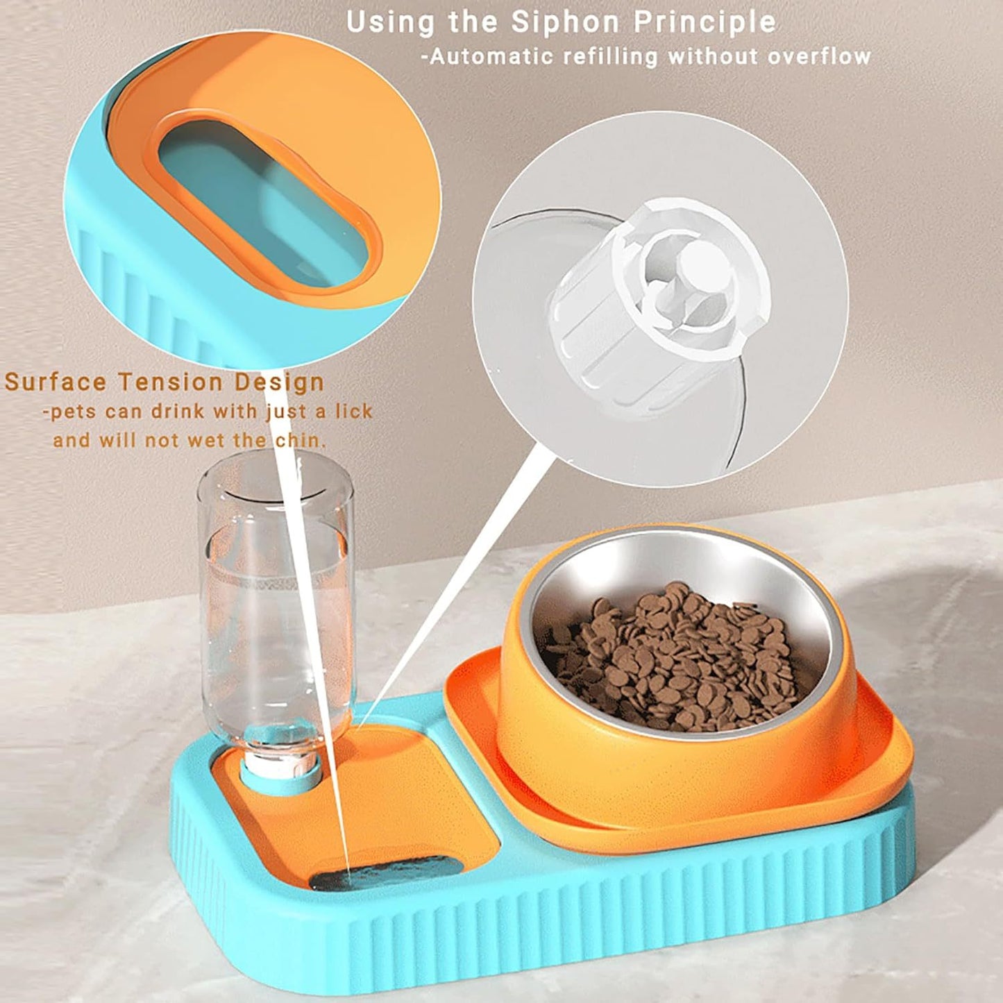 Set di ciotole per cibo e acqua per cani e gatti in acciaio inossidabile e plastica