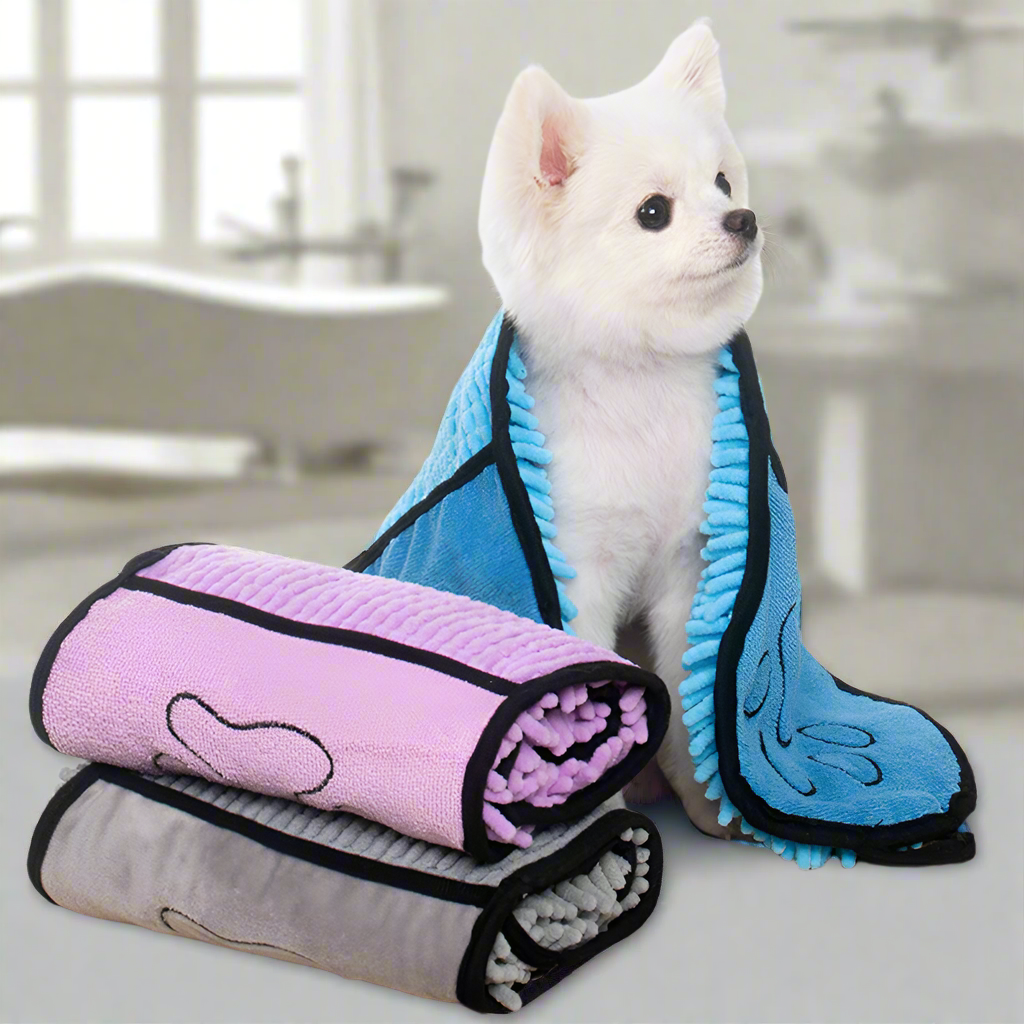 Accappatoio per cani e gatti super assorbente in microfibra