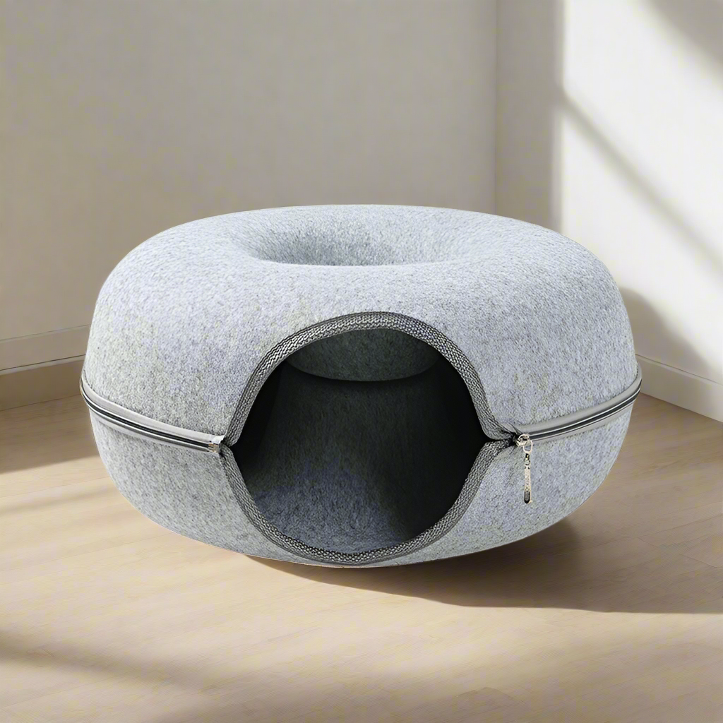 Tunnel rotondo per gatti n feltro di lana smontabile e lavabile