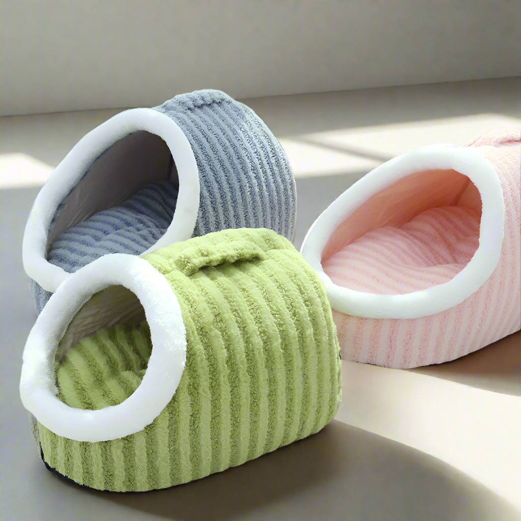 Cuccia a ciabatta per animali domestici in caldo e morbido tessuto a colori pastello