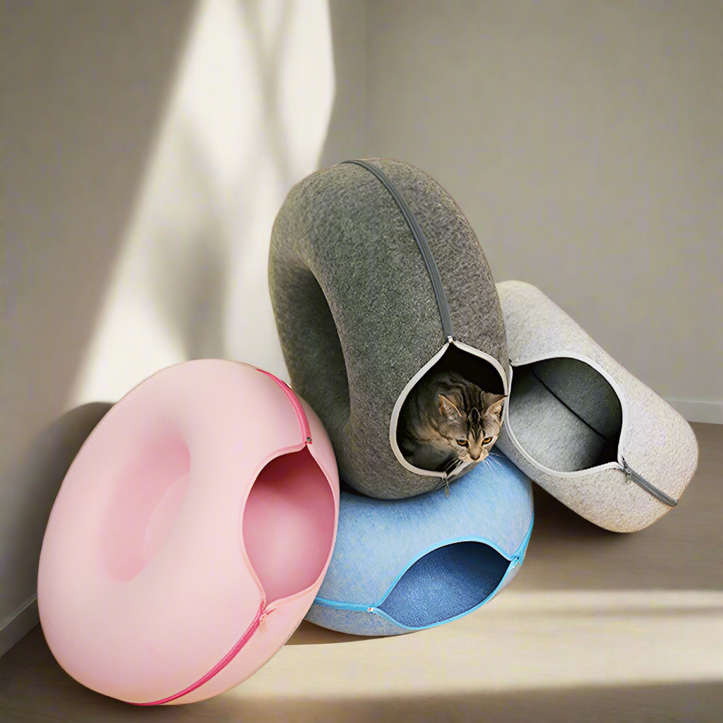 Tunnel rotondo per gatti n feltro di lana smontabile e lavabile